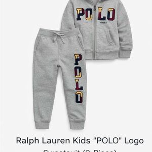 Ralph Lauren Gray POLO Logo Hoodie and Joggers Set